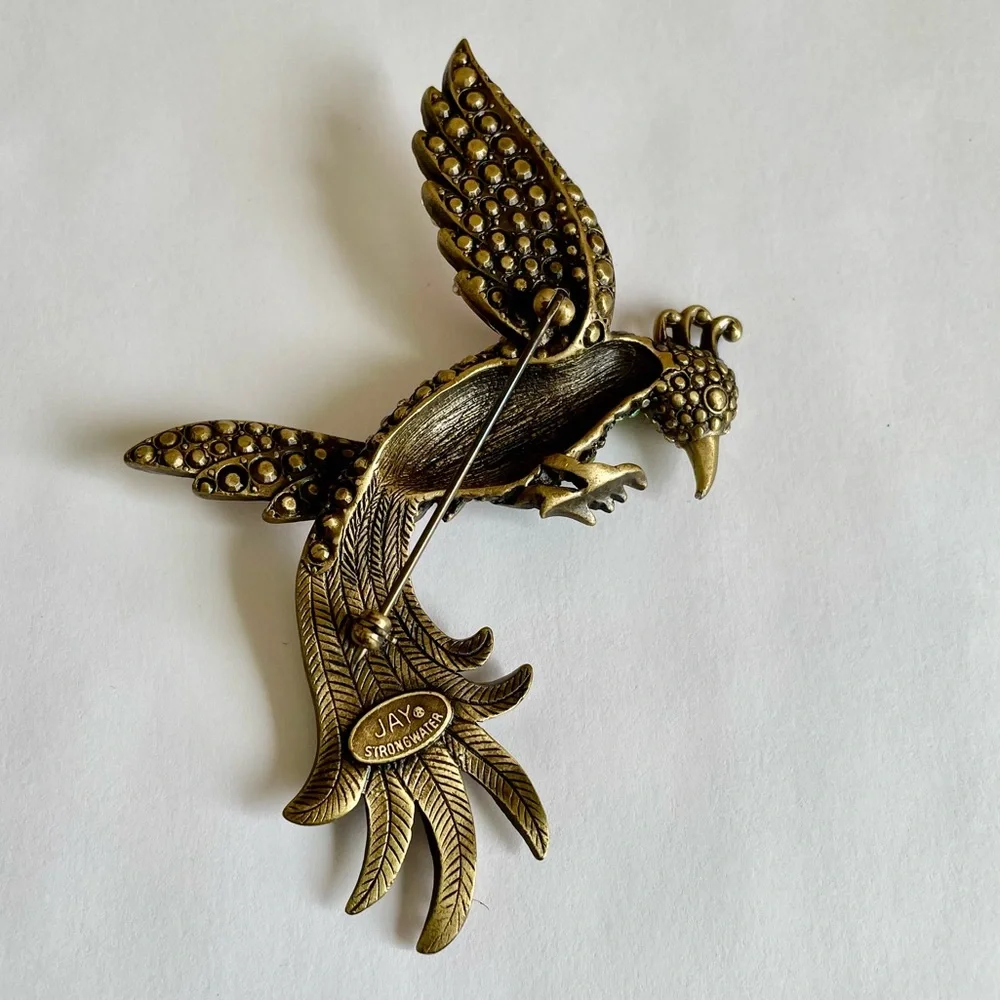 Vintage Jay Strongwater Bird Of Paradise Rhinestone Brooch - Picture 6 of 7